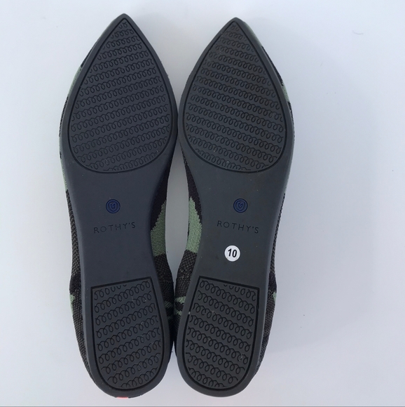 🧡 Rothy's The Point Olive Camo Flat Woman's Shoes - Picture 6 of 12